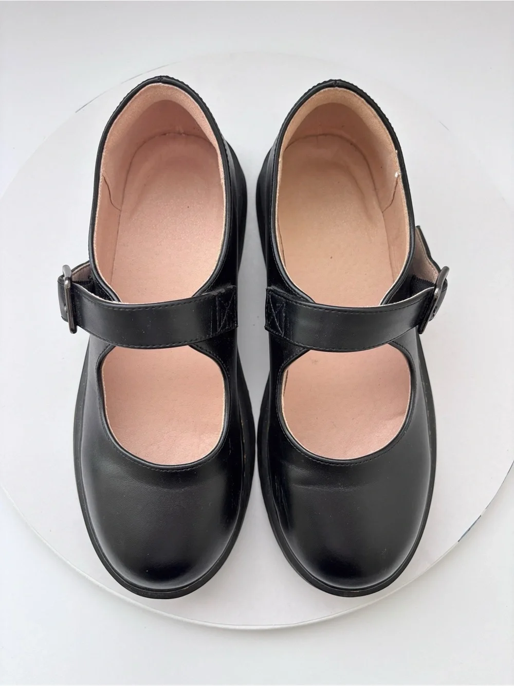 Black Platform Mary Jane Shoes Womens 8 EU 39 Chunky Lug Sole Buckle Strap